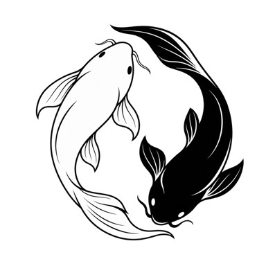 Two koi forming a yin-yang emblem